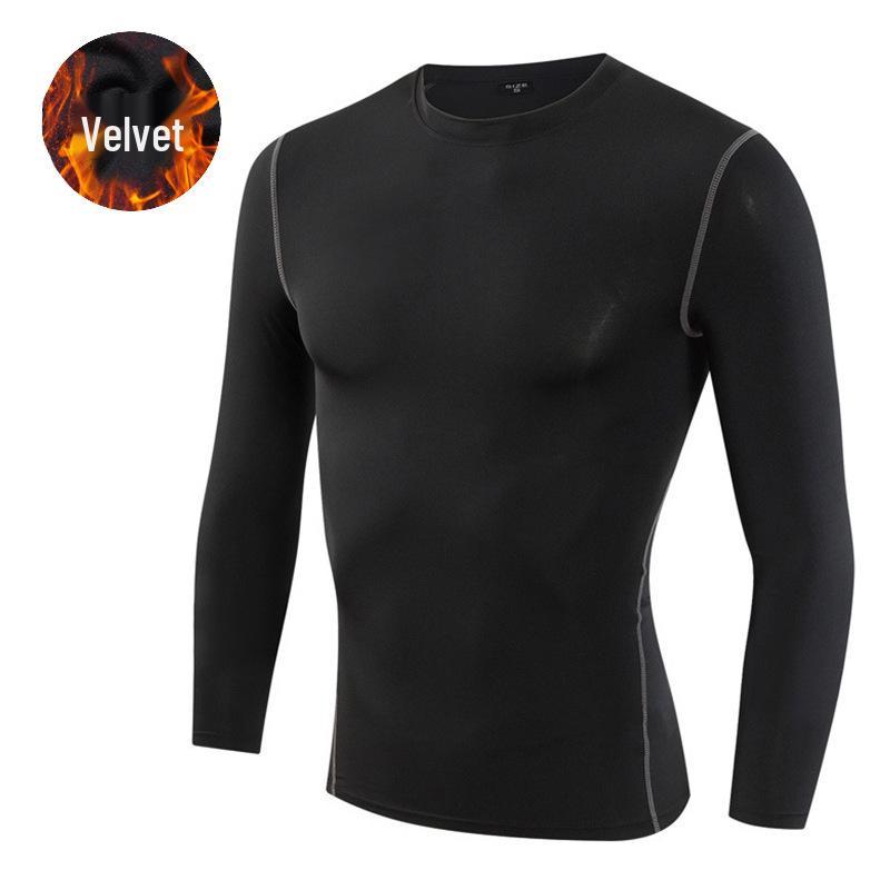Men s Quick-Dry Long-Sleeve Compression T-Shirt - Winter Velvet Enhanced Fitness 1021 XL чёрный