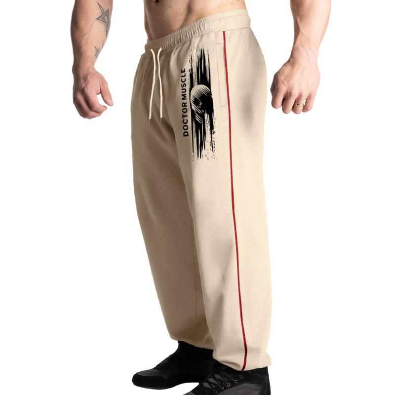 Autumn New Sports Men's Trousers Spelling Stripes Straight Large Size Drawstring Men's Casual Trousers