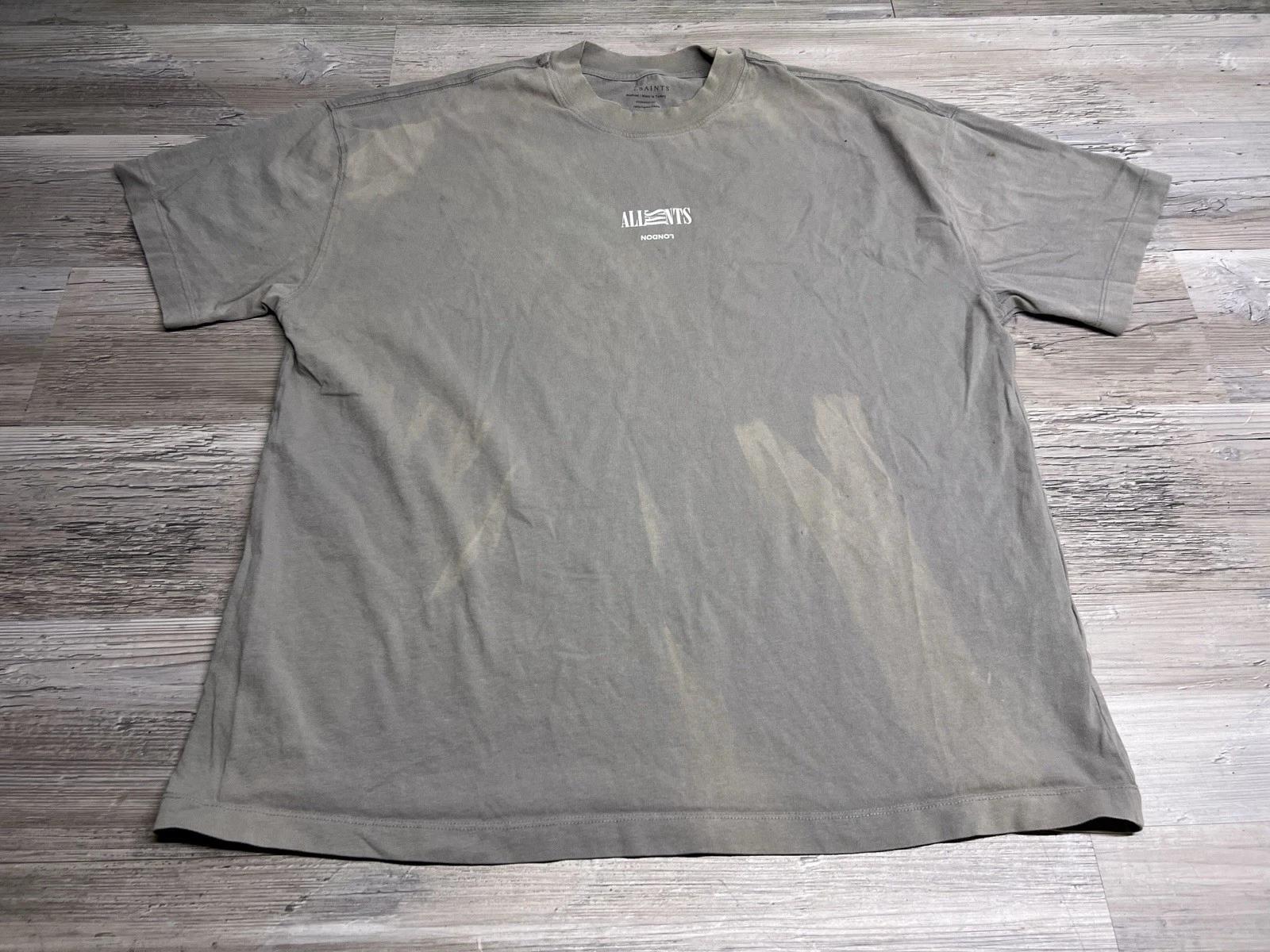 

Allsaints London Oversized T-Shirt Mens M Gray Organic Cotto Streetwear Designer S