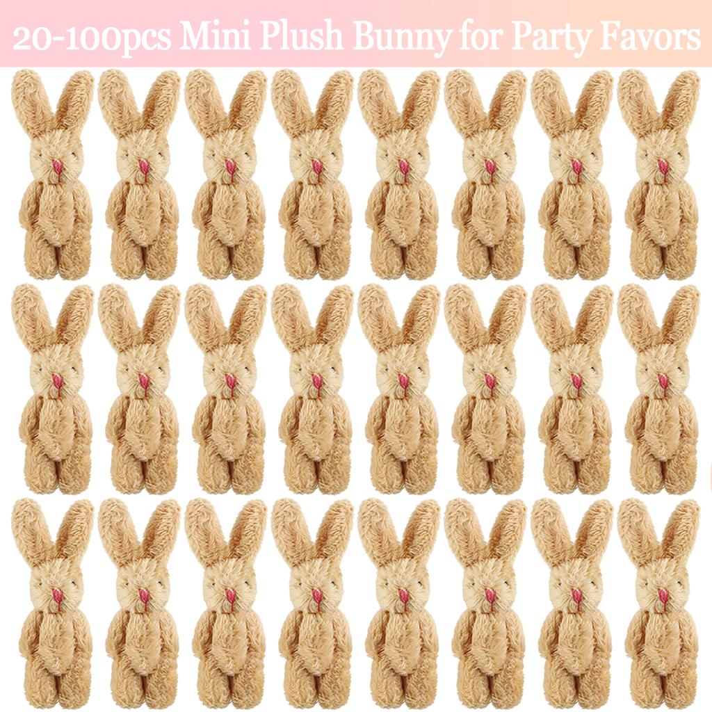 20-100pcs Mini Plush Rabbit Tiny Small Bunny Doll Soft Bunny Stuffed Animal for Easter Birthday Wedding Decorations Party Favors