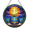 Stained Glass Style Acrylic Suncatchers Halloween Pumpkin Suncatcher, Round Window Hanging Ornament, Mysterious Holiday Theme Wall Displays Full Moon