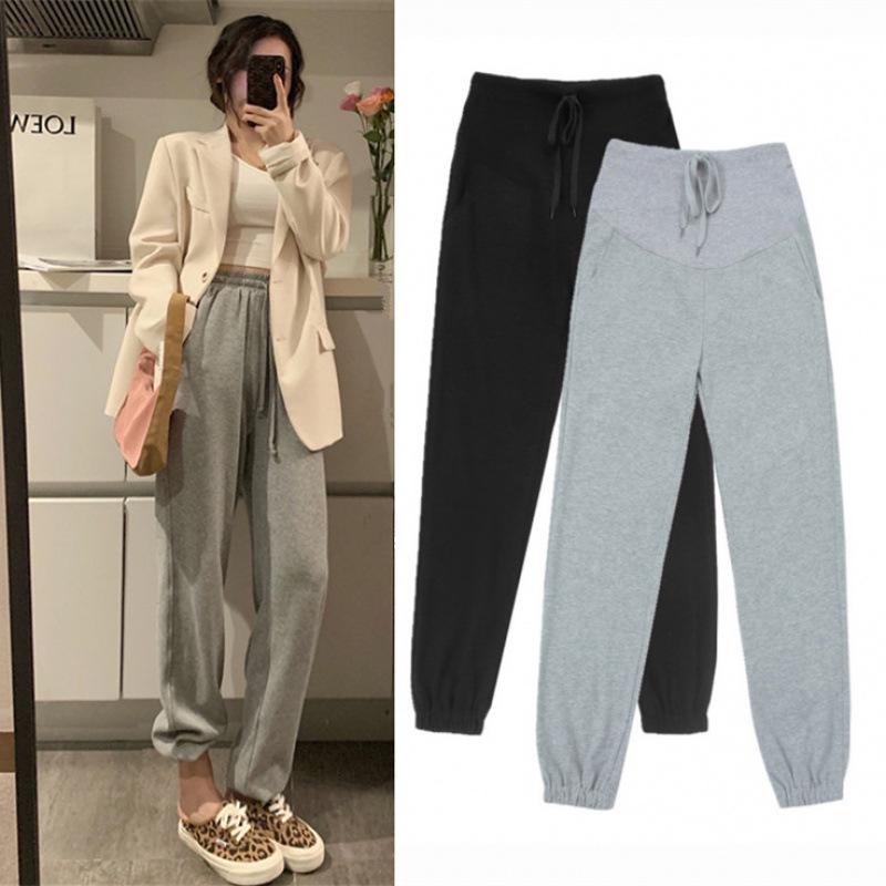 Maternity Cuffed Sweatpants: Spring/Summer 2026 - Comfortable, Loose, Slimming, and Casual Sports Pants Medium