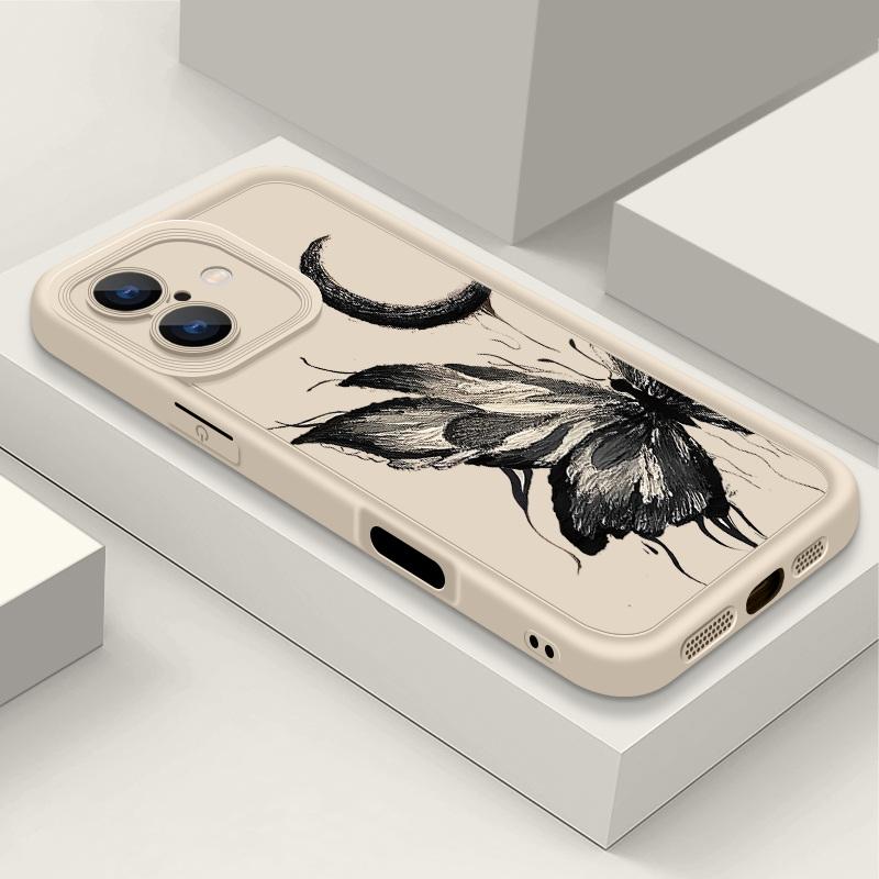 

Модный чехол с рисунком луны и бабочки для iPhone 16 Pro Max 15 Plus 14 13 12 Pro 11 TPU мягкий матовый силиконовый противоударный защитный чехол для объектива телефона iPhone 12