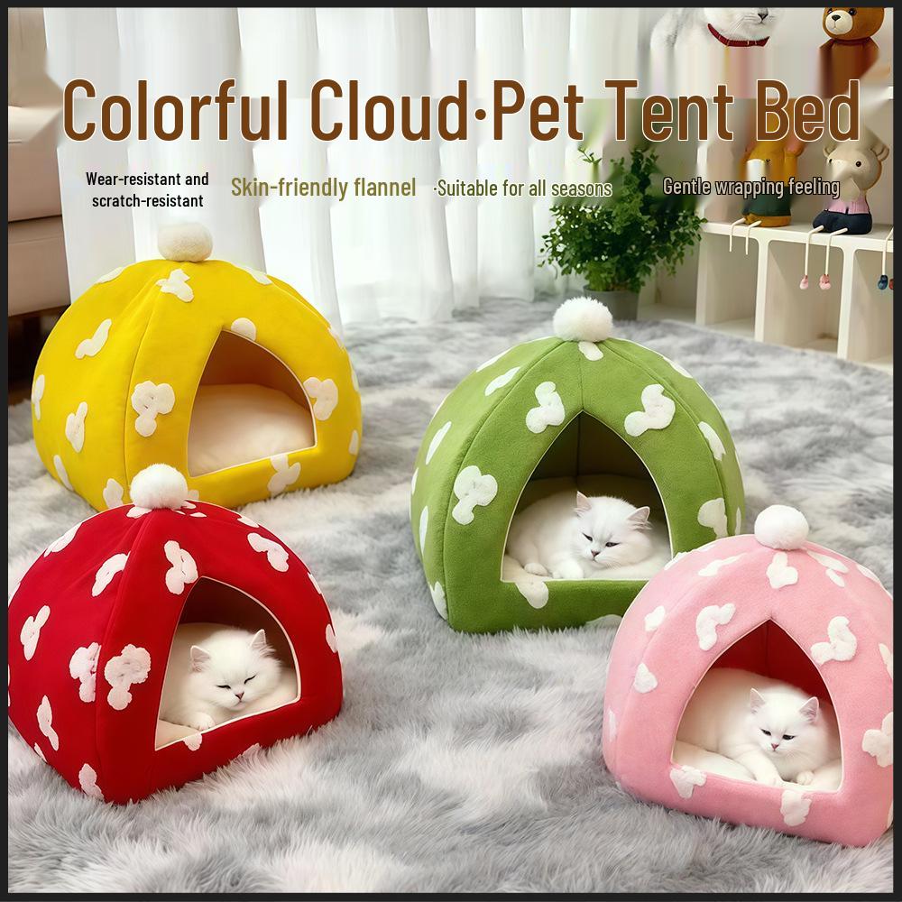 Cozy Mushroom Pet Tent: Warm Semi-Enclosed Indoor Bed for Cats and Dogs