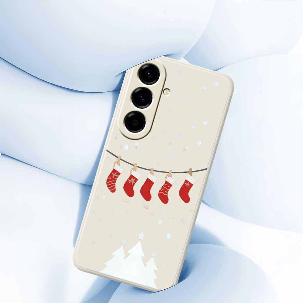 For Samsung Galaxy A56 5G Case Christmas Stockings Pattern Printing Straight Edge TPU Phone Back Cover