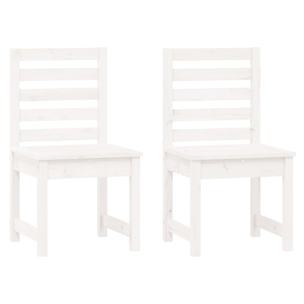 7 Piece White Garden Dining Set Solid Pine Wood