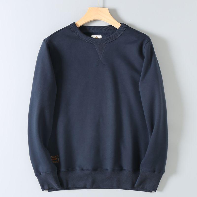 Heavyweight Washed Solid Color Retro Versatile Loose Round Neck Pullover Sweatshirt Autumn and Winter Unisex Fleece Warm Casual Jacket