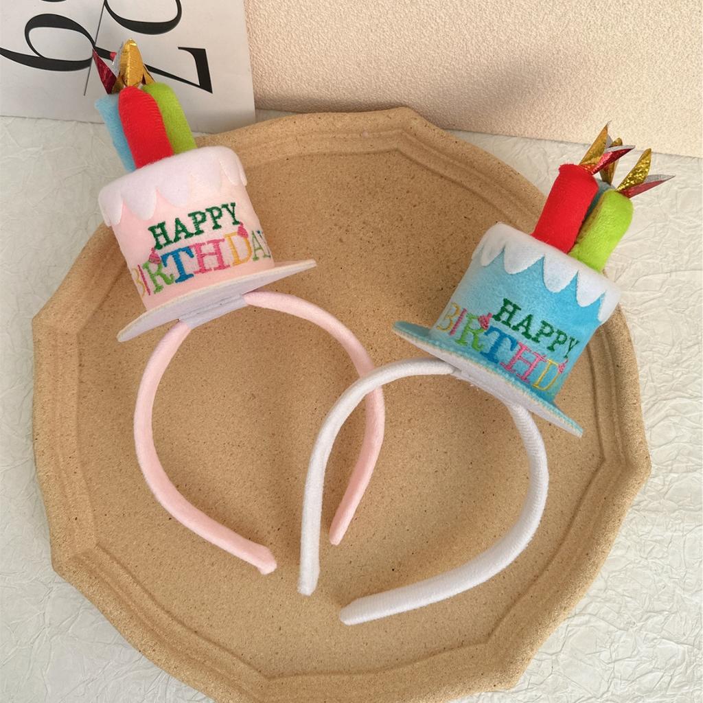 Hair Accessories Birthday Hairband  Candle Happy Birthday Korean Style Headband Cake Colorful Women Hair Hoop Headwear