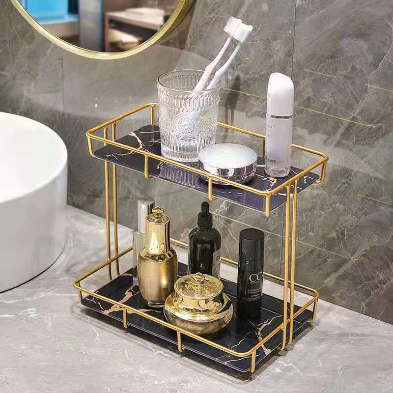 Stainless Steel Frame Acrylic Marble Storage Tray Home Room jewelry Makeup Perfume Tea Cup Storage Aromatherap Plate Tray Rack