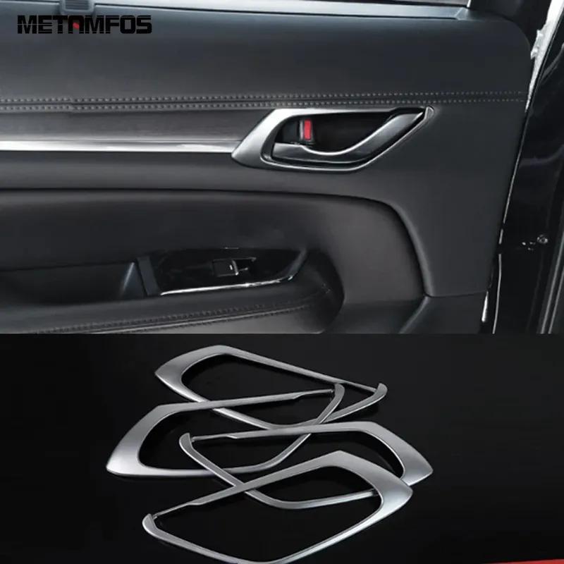 Interior Door Handle Bowl Panel Cover Trim For Mazda CX-5 CX5 KF CX-8 CX8 2017- 2024 Carbon Fiber Accessories Car Styling