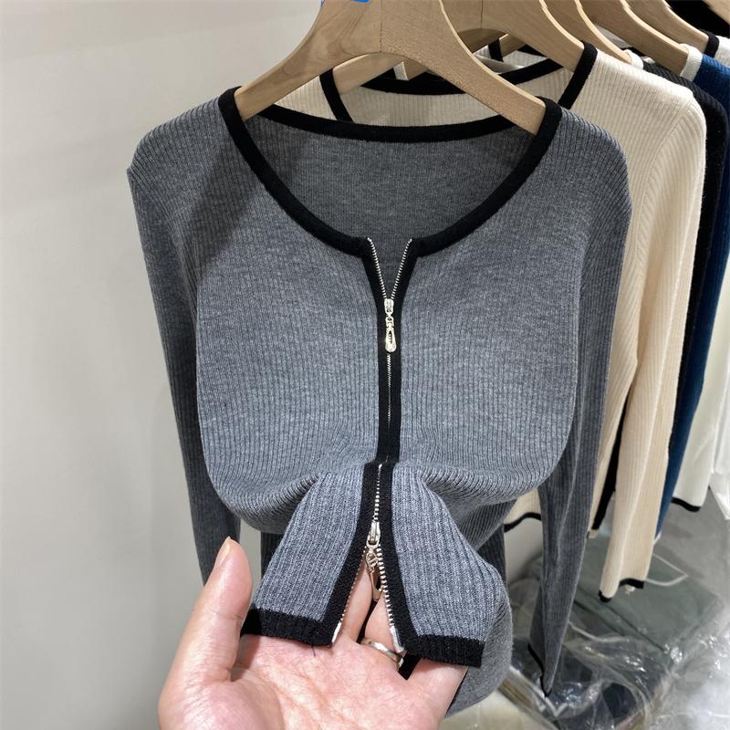 Knitted Sweater Women Cardigans New Long Sleeve O-Neck White Knit Sweater Cardigan Women Tops Knitwears Sueters De Mujer