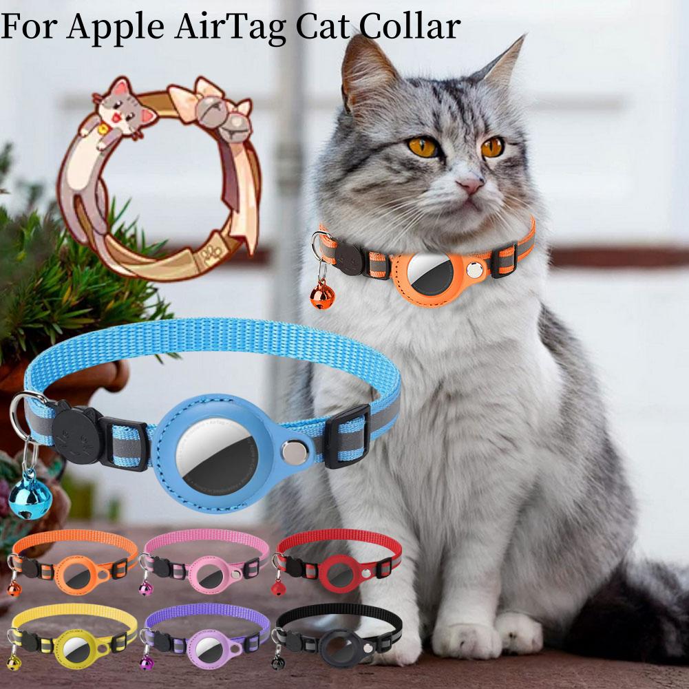 Mini GPS Tracker System For Apple AirTag Anti-Loss Pet Collar with Bell Reflective Strips Kitten Collar Child Finder Bag Locator