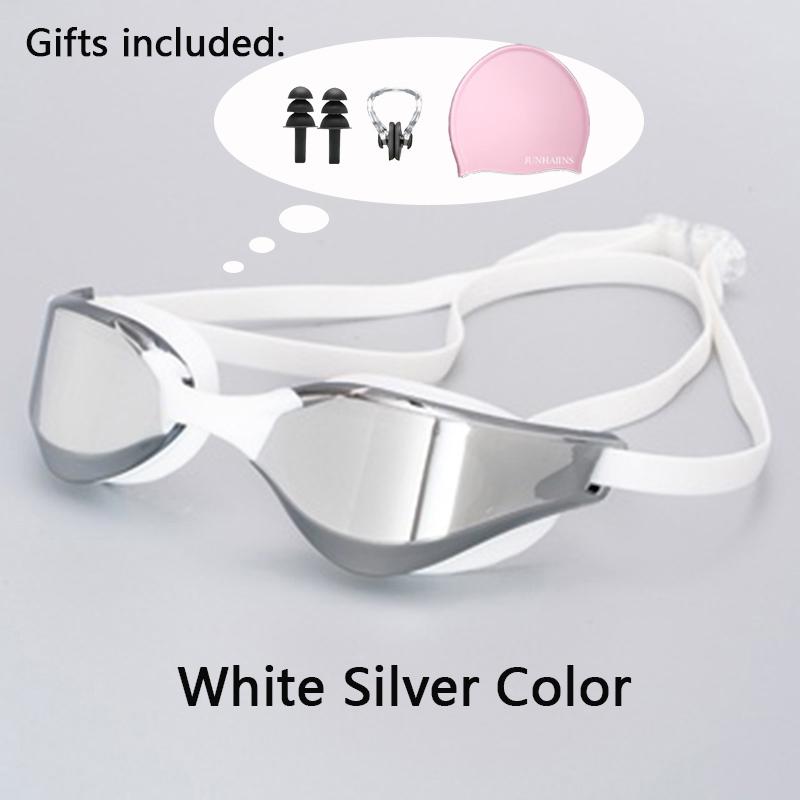 Meslek Yarış Yüzme Gözlüğü Kaplama Su Geçirmez UV Koruması Yarışma Buğu Önleyici Gözlükler Açık Hava Maç Gözlükleri