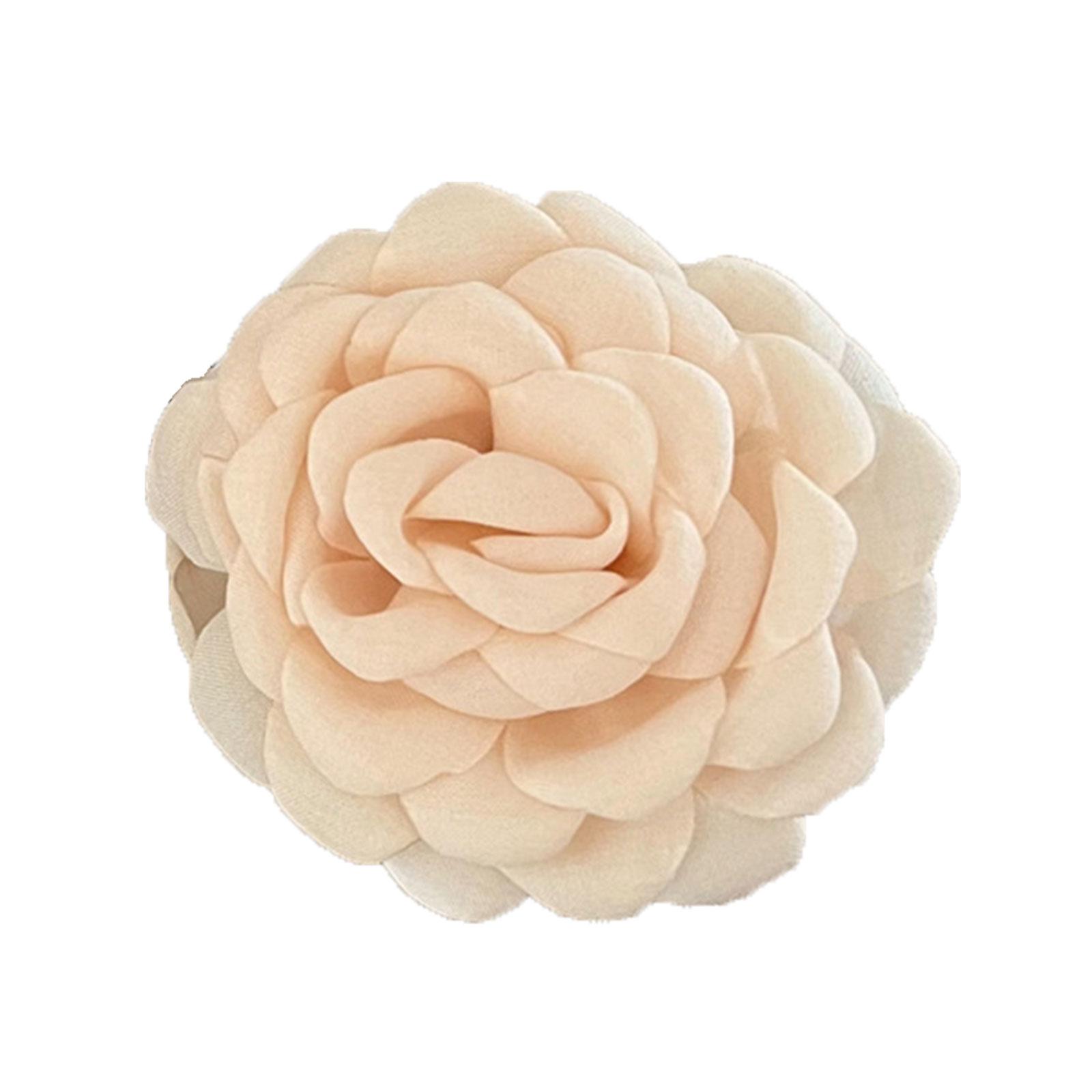 

French Style Romantic Flower Shape Hair Claw Summer Hair Accessories for Women High Ponytail Party Non-slip Hairpins 9CM бежевый
