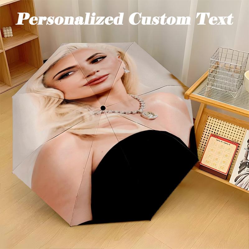 Portable Auto Folding Umbrella,Lady Gaga 8 Rib Waterproof Umbrella For Camping Commute