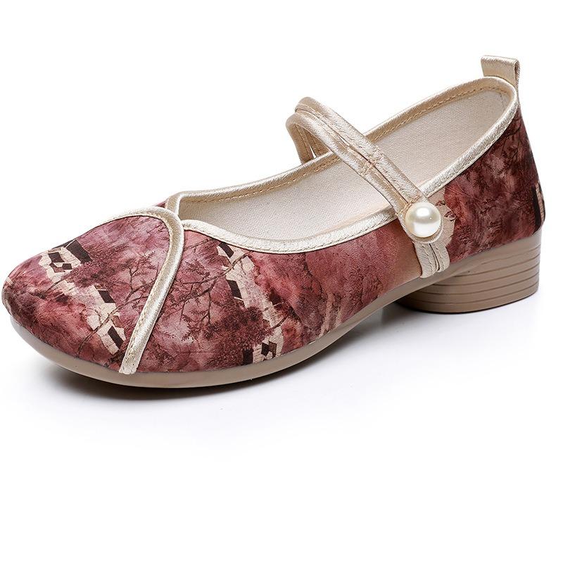 Old ******* ****** and Summer New Women's Embroidered Cloth Shoes Retro Cheongsam Temperament Mother Shoes S**t Sole Single Shoes