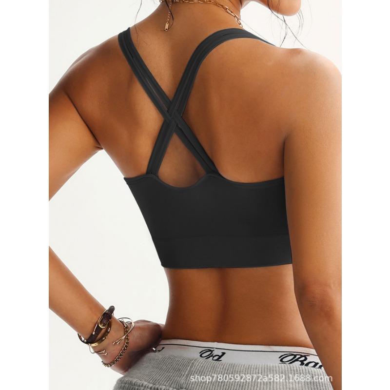 Women's Light Blue Mesh Patchwork Racerback Sports Bra High Impact Yoga Workout Bra