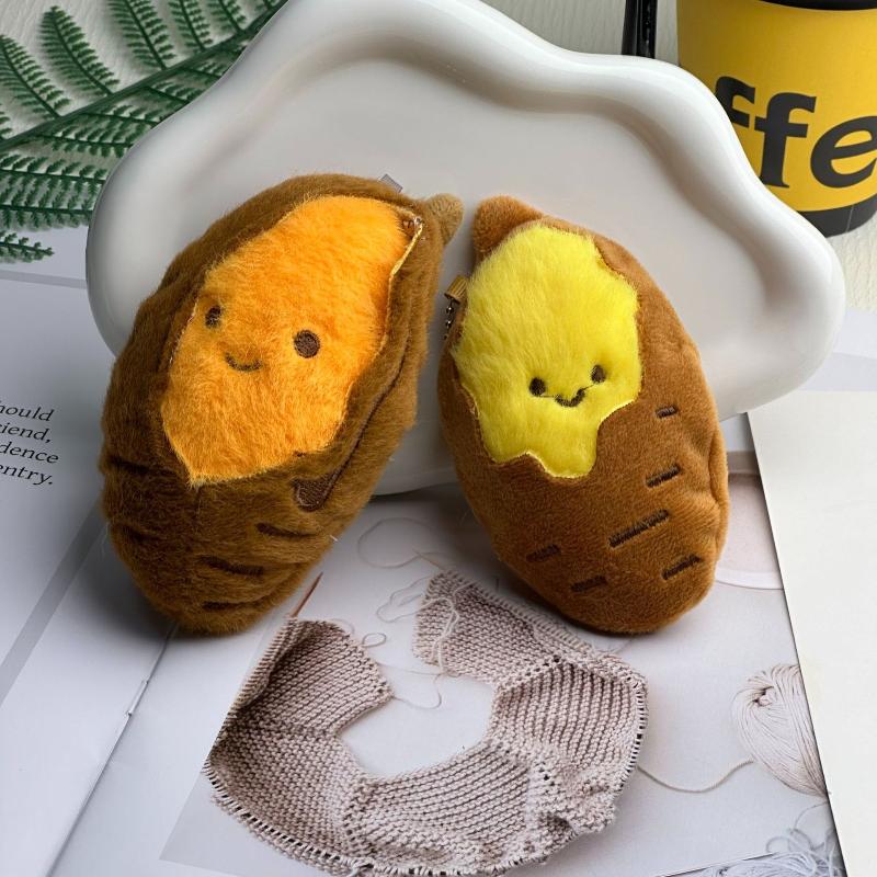 Cute Creative Light Color Raw Sweet Potato Plush Doll Keychain Cartoon Simulated Food Stuffed Doll Pendant Decor Accessorie Gift