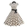 Women's Fashionable Retro Standing Collar Printed Spliced Large Swing Lace Dress