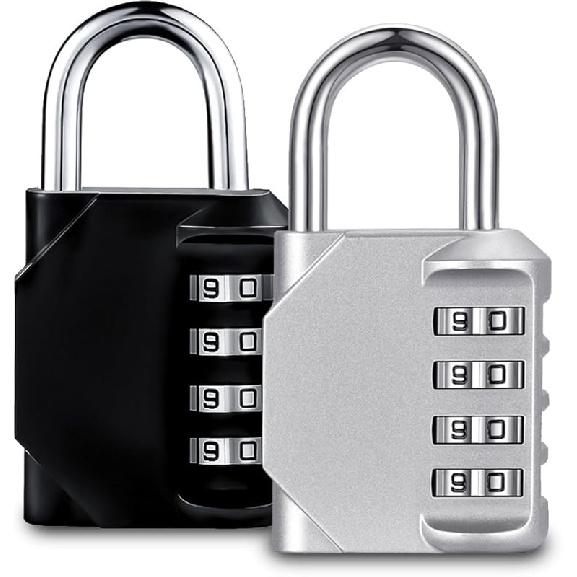 

Замок для шкафчика в спортзале, 4-значный кодовый навесной замок для школы, сотрудников, улицы, спортзала и спорта, шкафчика и хранения, с возможностью сброса - черный и красный, 2 штуки белый