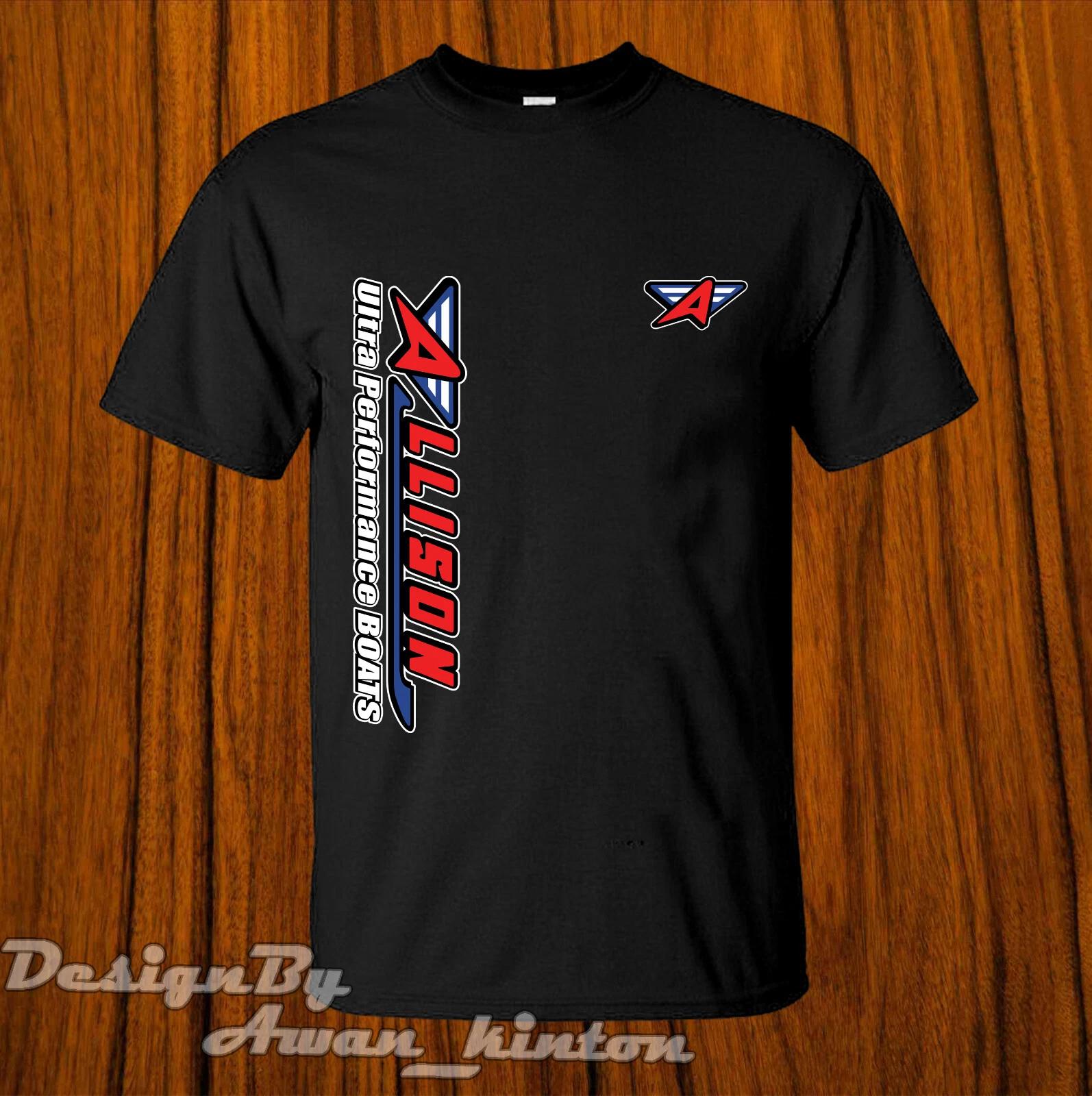 Men s and Women s T-shirts Mens Tshirt Allison Funny Logo Boat Black Color Made In Usa XS