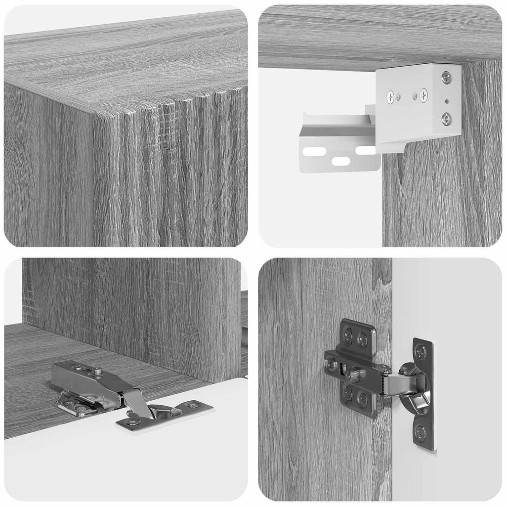 TV Wall Shelf Set Wall Mounted 4 pcs Grey Sonoma Wood Based Material