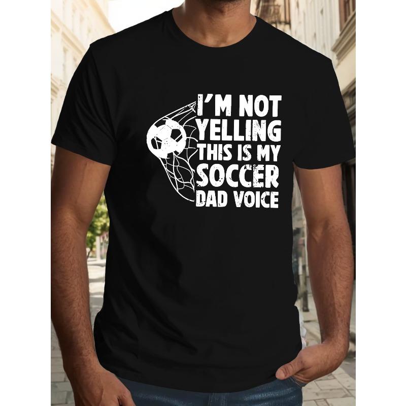 

European Size Vibrant Soccer Dad Graphic Tee - Knit Fabric, Casual Crew Neck, Slight Stretch, Geometric Pattern, Breathable Summer Sports Top for Men 4XL чорний