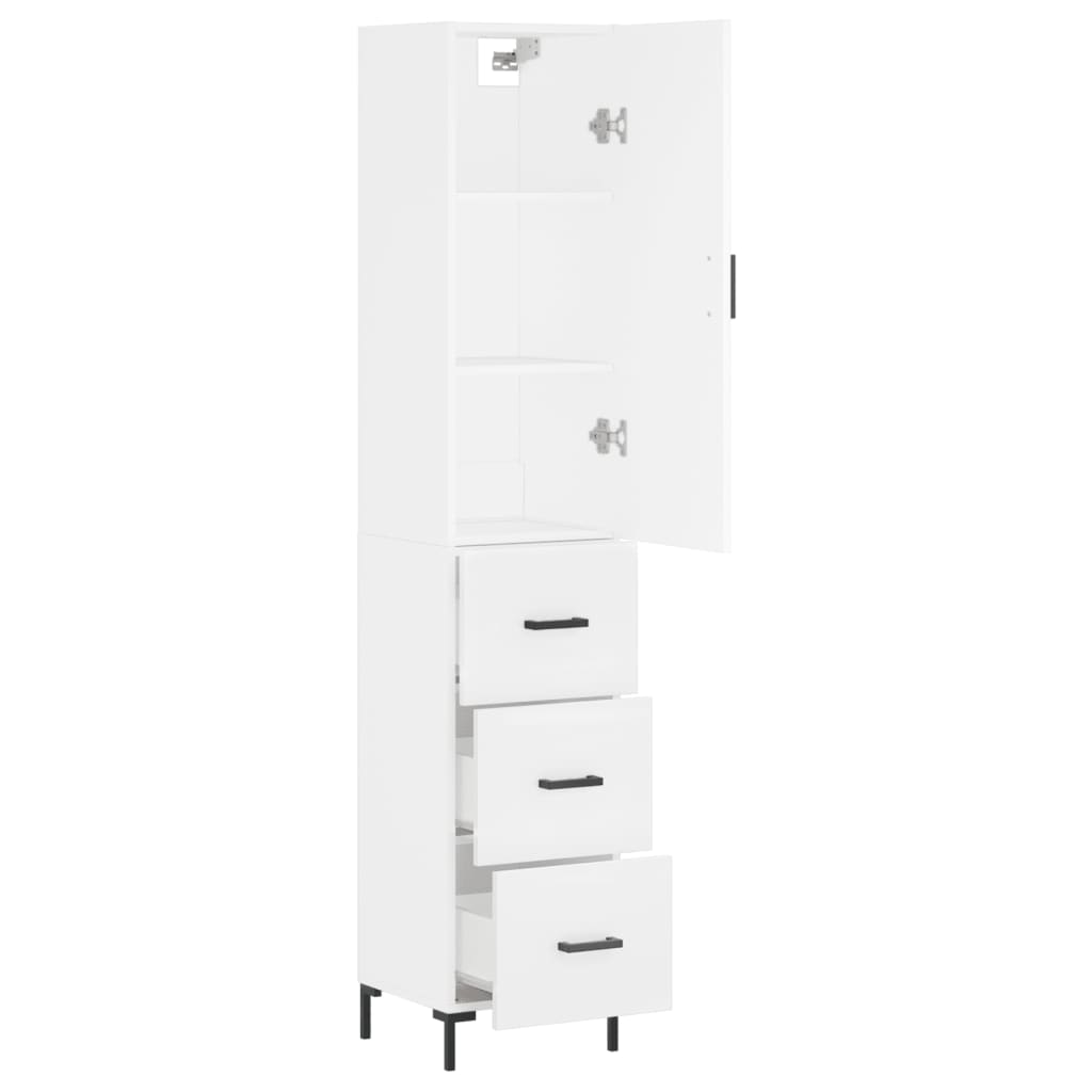 Highboard White 34.5 X 34 X 180 Cm Particleboard