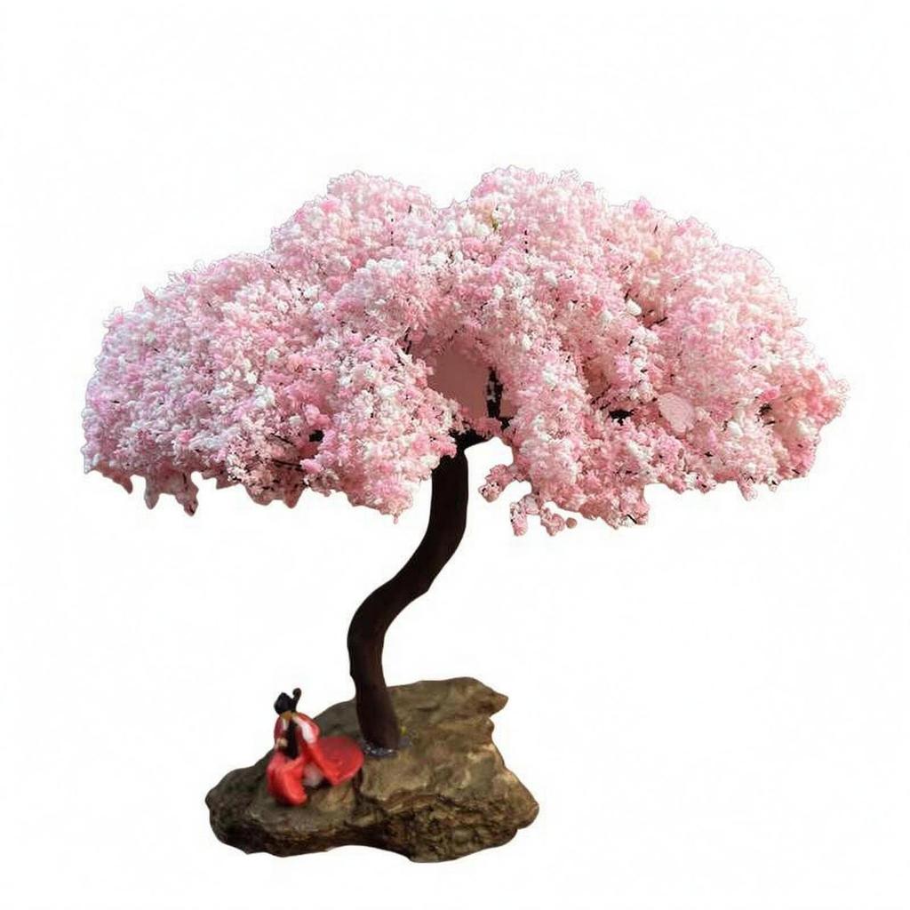 Miniature Cherry Blossom Tree Model Fine Workmanship Flowering Pink Blossoms