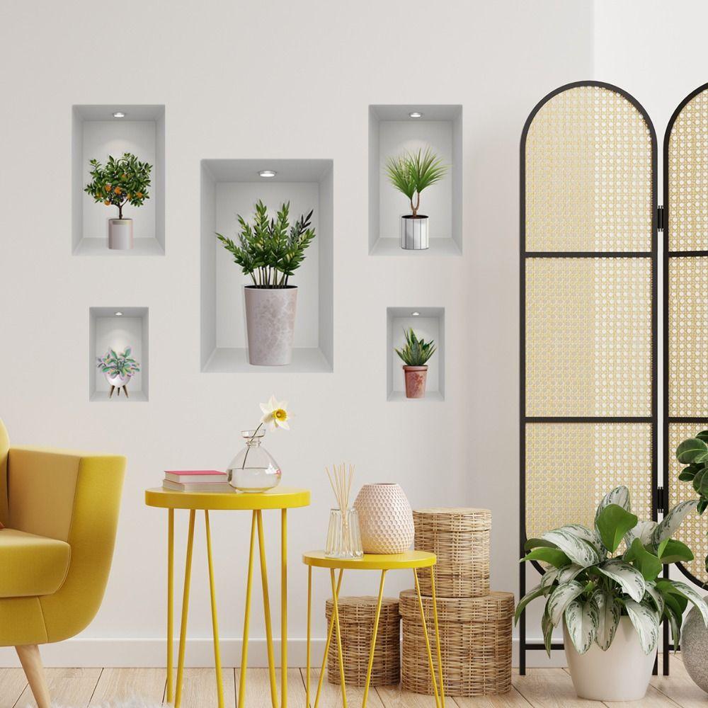 DIY Mural Art Livingroom Bedroom Creative Plants Potted Greenery Bonsai Wall Stickers 3D Decal