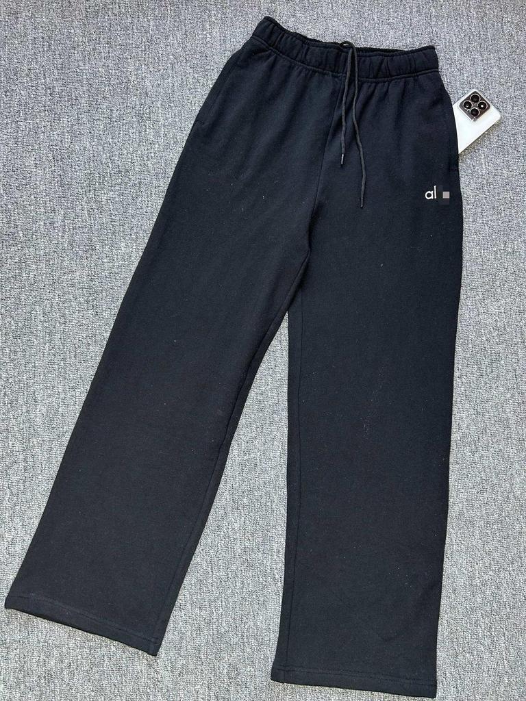 Now Alo Straight-Leg Sweatpants: Unisex Pure Cotton Terry Cloth, Simple Logo, Casual Sportswear.