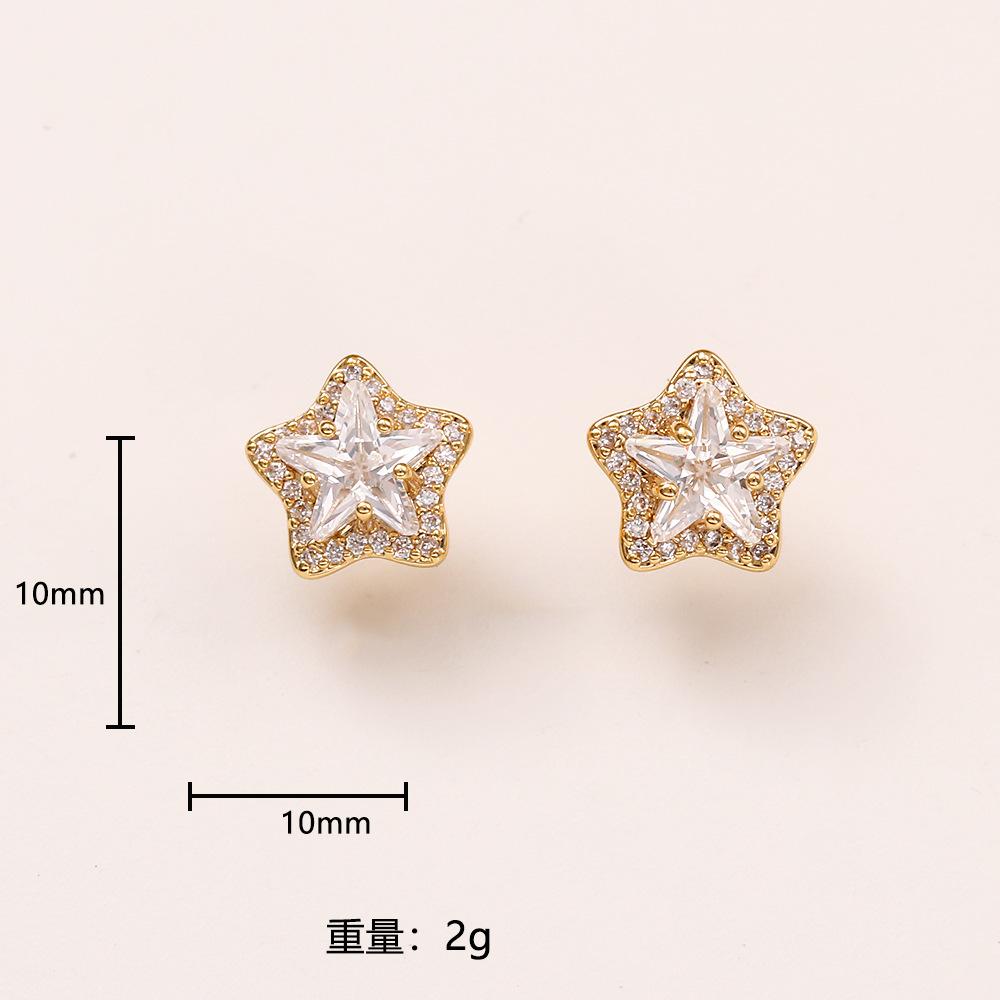 Five Pointed Star Stud Earrings Sparkling Chic Women’s Fashion Jewelry Delicate Korean Style Daily Party
