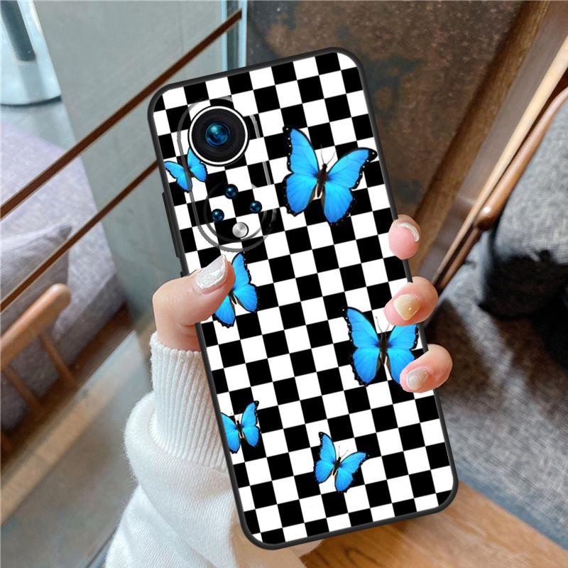 Checkerboard Sunflower For Honor Magic 8 Pro 5 6 7 Lite Case Cover For Honor 90 70 50 400 200 X8a X8b X9a X9b X9c