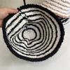 Autumn and Winter Black and White Striped Bucket Hat Women's Casual Breathable Bucket Hat Fashion Knitted Basin Hat Literary and Versatile Thermal Hat