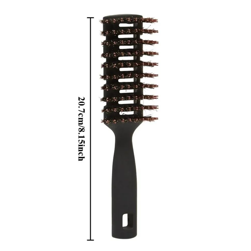 Boar Bristle Detangling Hair Brush Anti Static Wood Handle Hollow Out Quick Dry for Thick Curly Hair Salon Home Use