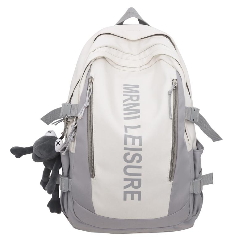 

Студентський шкільний чоловічий рюкзак Letter великої ємності Жіночий рюкзак кольорових блоків сірий