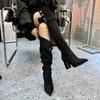 Winter Modern Women's Over The Knee Boots Fashion Pointed Toe Long Bootties Designer Thick Heels Botas De Mujer