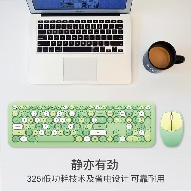 

Круглая клавиатура Macaron, цветная губная помада, беспроводная клавиатура для девочек, мышь, клавиатура в стиле панк, офисный пакет для Windows Xp/Win7/Win8/Win10