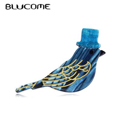 Vivid Acrylic Cute Bird Brooches Pins for Women Animal Brooch Fiber Halloween Christmas Party Gift Costume Jewelry