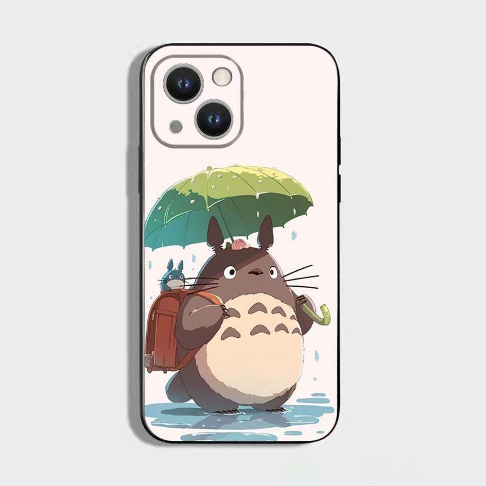Anime T-Totoro-ES Cute Phone Case For iPhone 16,15,14,13,12,11 Plus,Pro Max,XS,X,XR,SE,Mini,8,7,Soft Silicone Black Cover