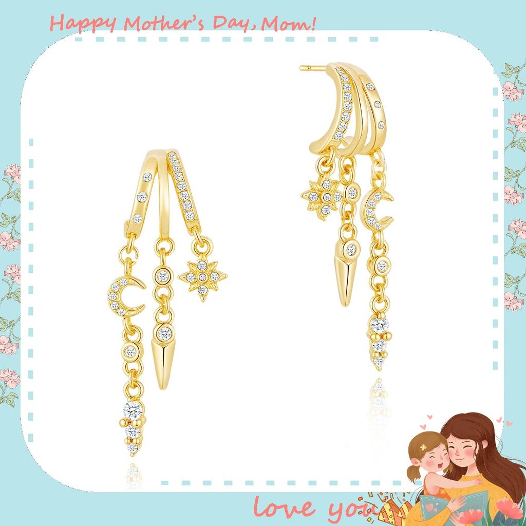 Trendy Triple Dangle Chain Huggie Earrings, Comfortable All-Day Wear Jewelry, Perfect Valentine’s Day Gift for Her