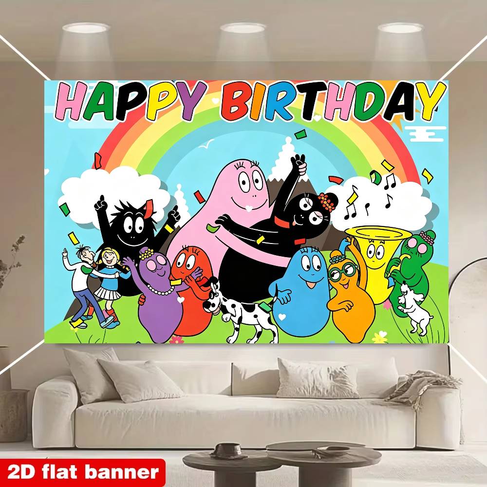 Anime Halo Barbapapa themed birthday backdrop, decorations for children and boys, photography props on5429