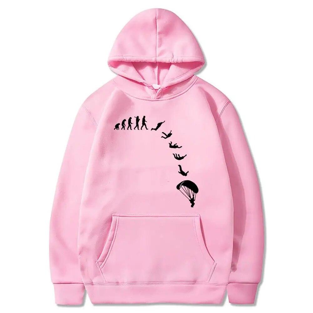 Novelty Parachute Parachute Jump Evolution Unisex's Hooded Unique Design Print Graphic Polyester Long Sleeve Sweatshirt Unisex Hooded