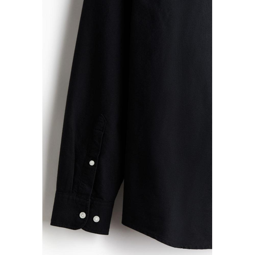 H M Regular Fit Oxford sHirt Black