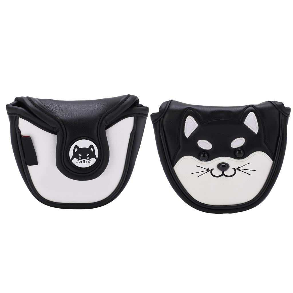 PU Leather   Putter Head Covers with Magnetic Closure Waterproof Cartoon Thicken Plush     Headcover(Yellow White )