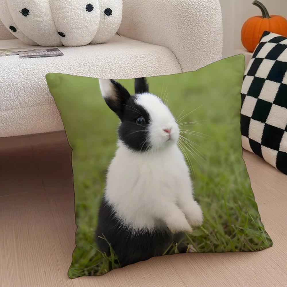 cute Pastoral rabbit Cushion Cover Throw Pillow Cover Hidden Button Durable Polyester Chair Cushion