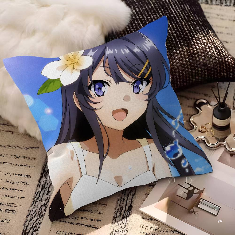 Rascal Does Not Dream Of Bunny Girl Cushion Cover Decorative Pillow Sofa Home Decor Case Pillow Cases