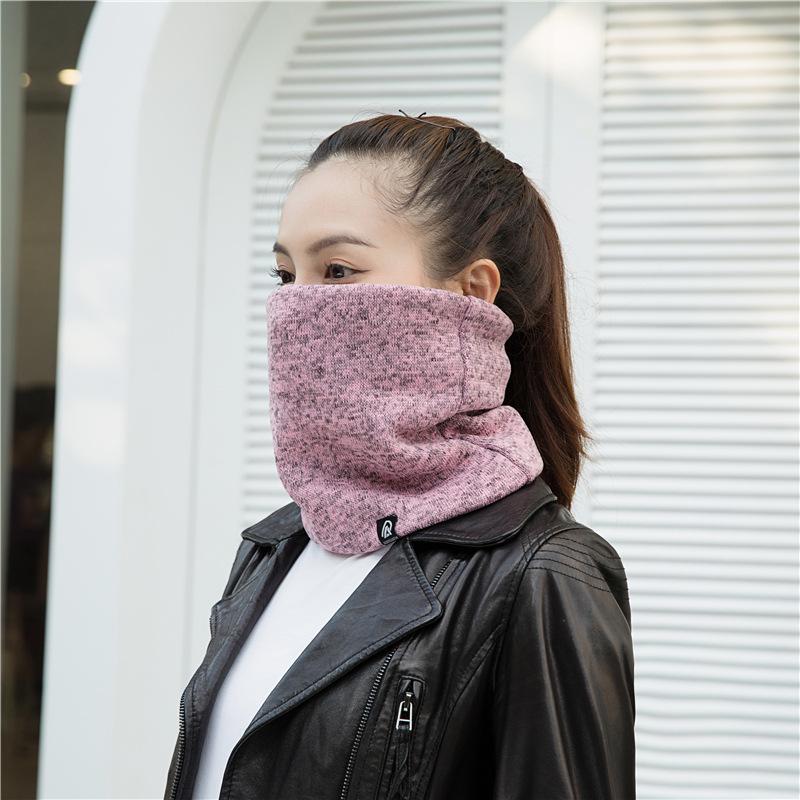 Unisex Fleece-Lined Knitted Snood: Warm Winter Neck Scarf With High-Neck Woolen Design In Versatile Korean Style