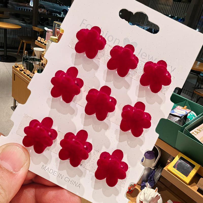 2024 Neue Herbst/Winter Beflockte Schleife Krallenklemme, Damen Haarspange für Pony