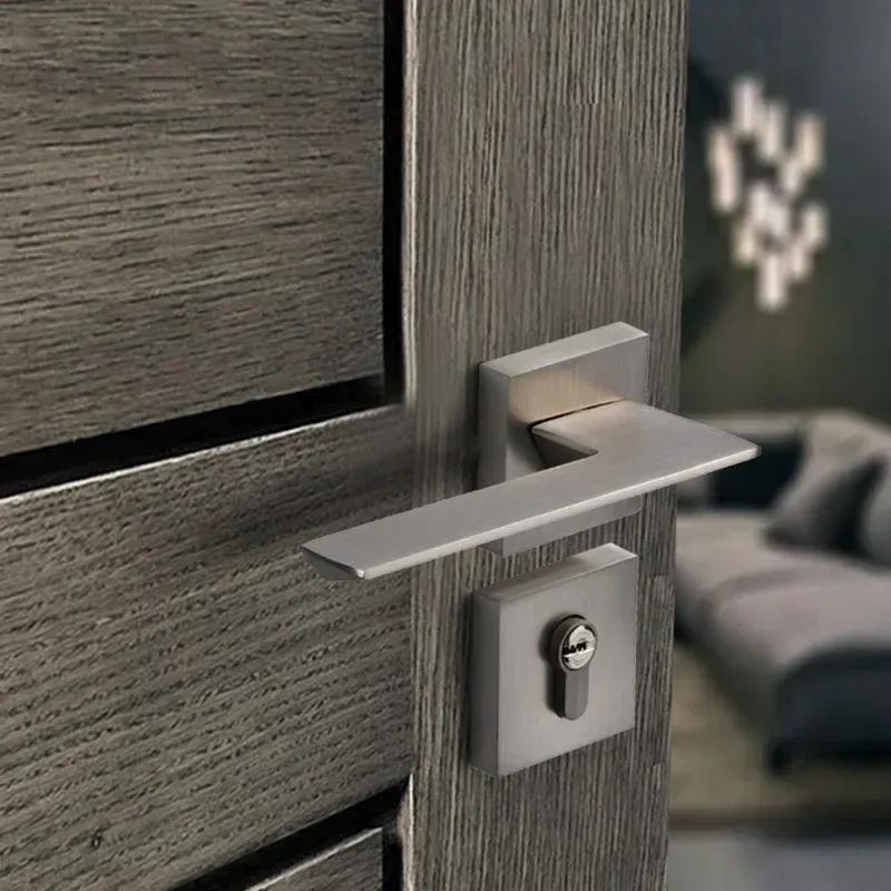 Indoor Bedroom Silent Room Door Lock Nordic Nickel Brushed Split Lock Simple Household Handle Lock